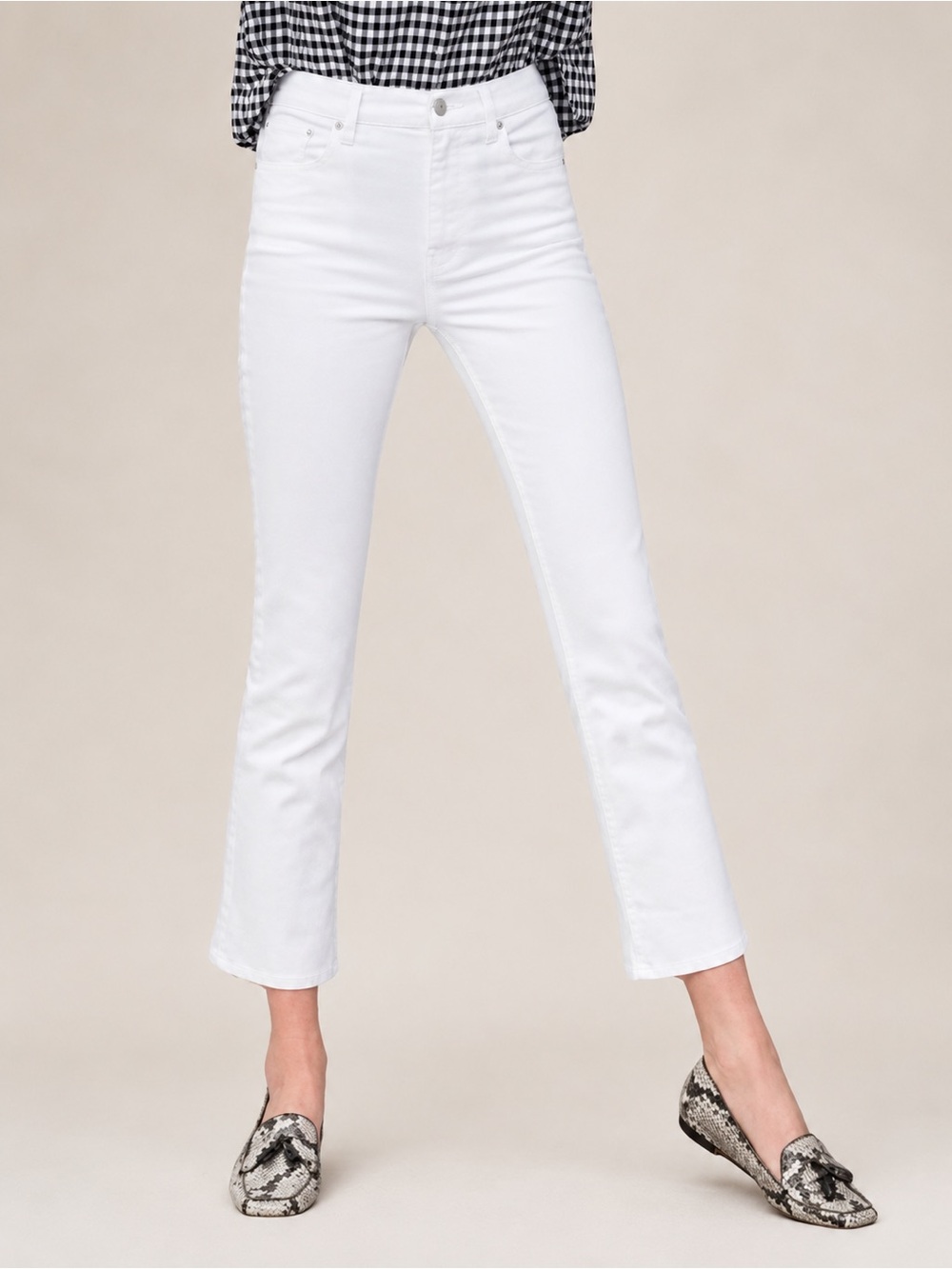 J. Crew White Billie Demi Boot Crop Jeans Kick-flare Denim Pants Size 27 EUC